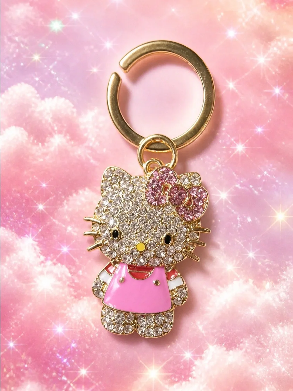 Pink Crystal Hello Kitty Keyring Charm